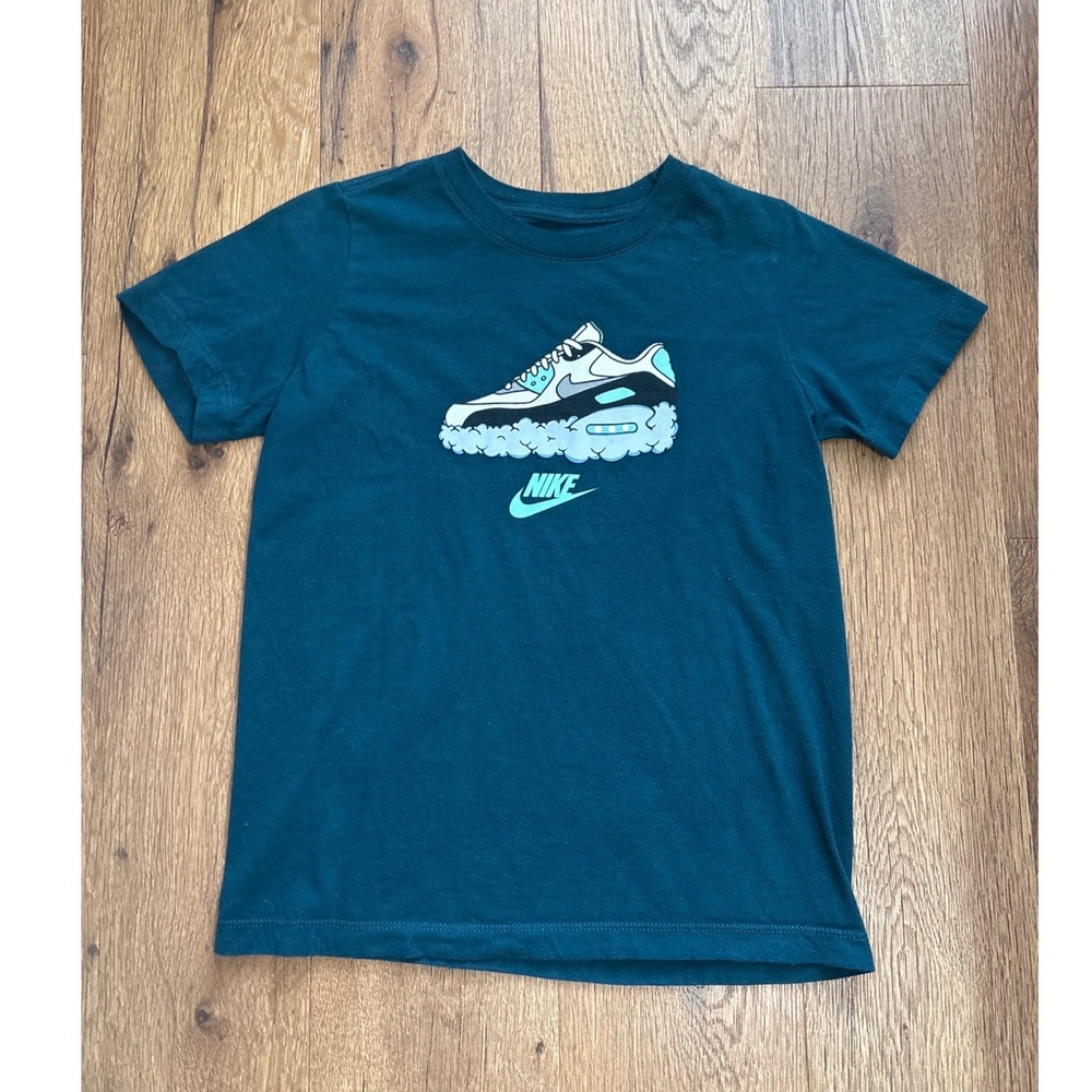 Nike Kids Teal Green Air Max 90 Cloud Graphic T-Shirt Size Medium M